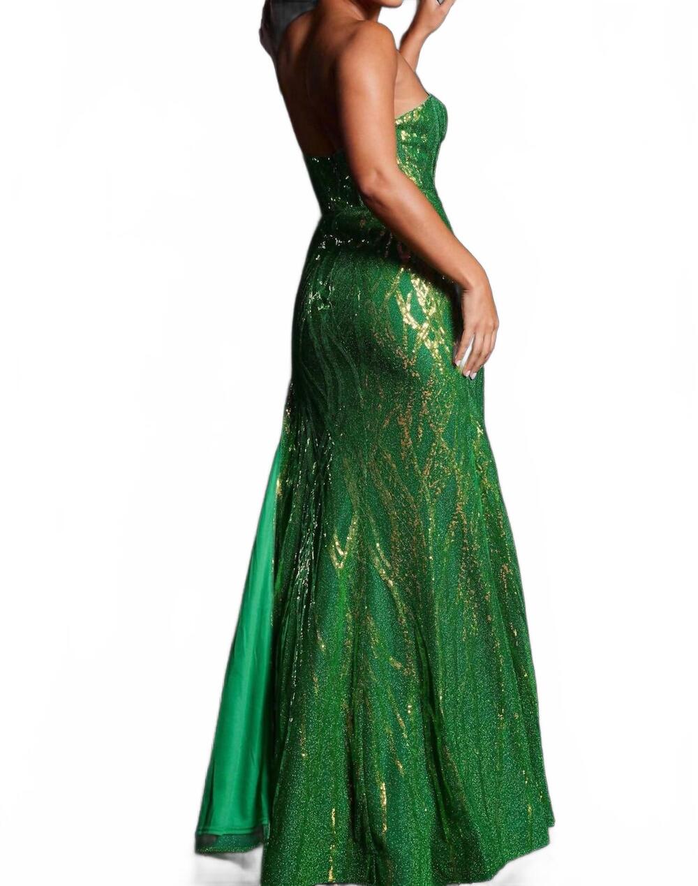 NEW JOVANI corset bodice beaded dress in green - Picture 2 of 2
